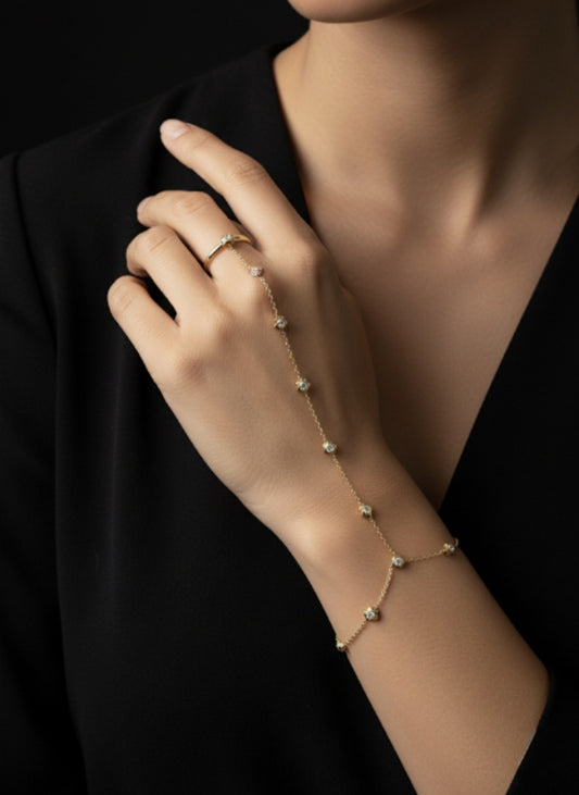 Golden Dewdrop Hand Chain | Jueria