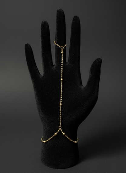 Liquid Gold Bead-Chain Bracelet | Hand Harness | Jueria