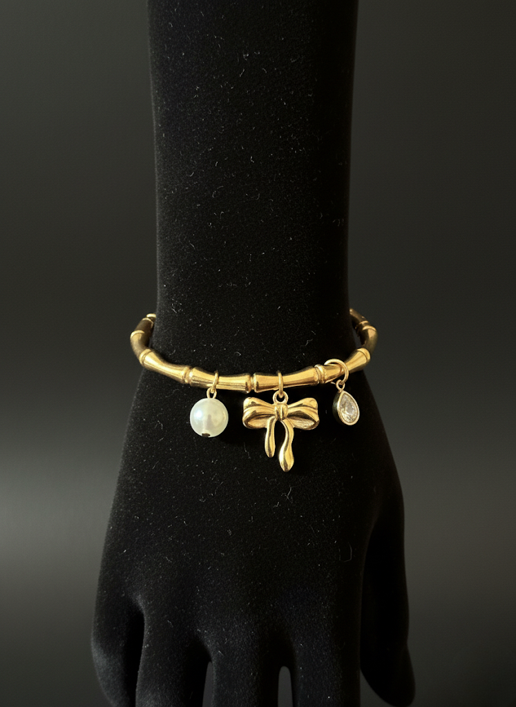 Golden Bamboo Charm Bracelet | Jueria