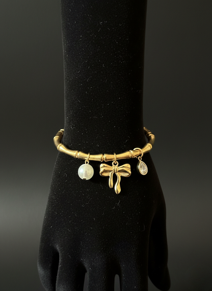 Golden Bamboo Charm Bracelet | Jueria