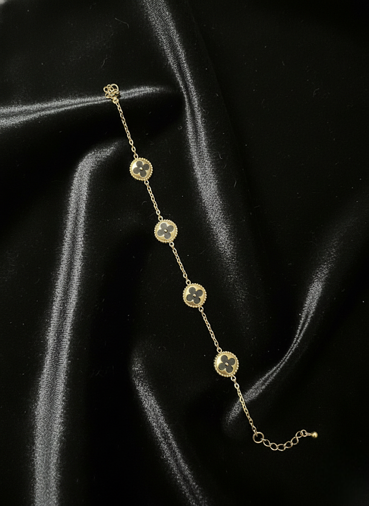 Reversible Midnight Clover Gold Chain Bracelet | Bracelets | Jueria