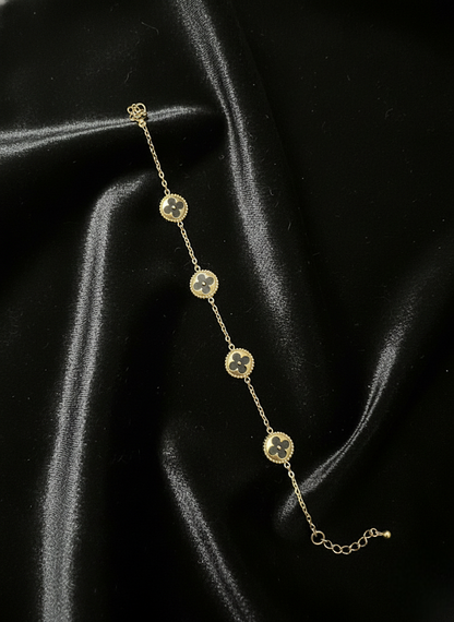 Reversible Midnight Clover Gold Chain Bracelet | Bracelets | Jueria