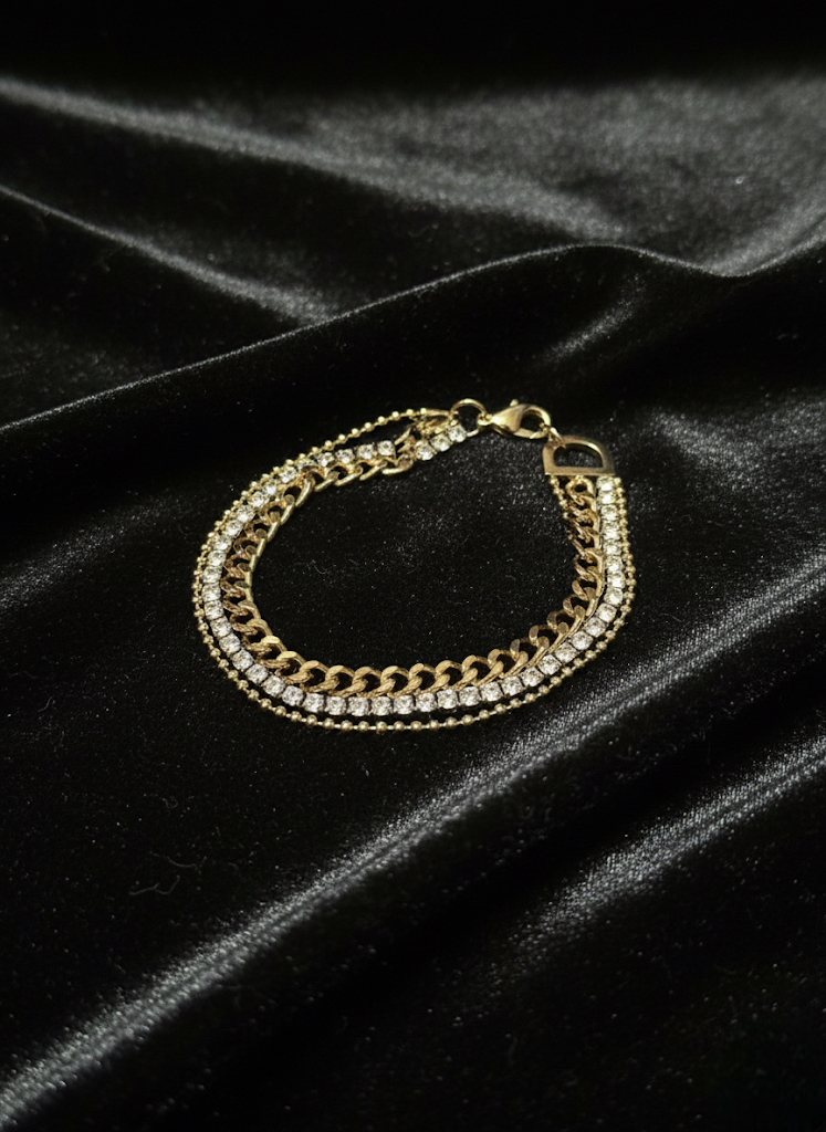 Golden Glamour Pave Chain Bracelet | Bracelets | Jueria