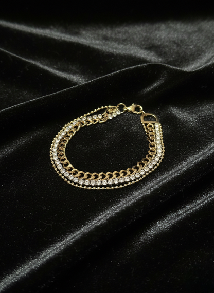 Golden Glamour Pave Chain Bracelet | Bracelets | Jueria
