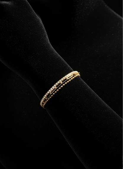 Dual-Chain Pave & Beaded Gold Bracelet | Bracelet | Jueria