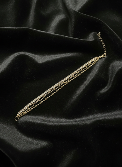 Dual-Chain Pave & Beaded Gold Bracelet | Bracelet | Jueria