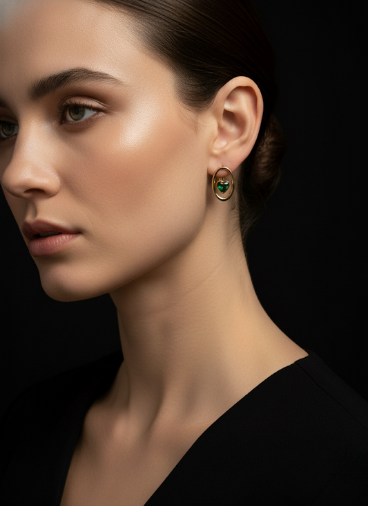 Emerald Heart Embrace Earrings | Earrings | Jueria