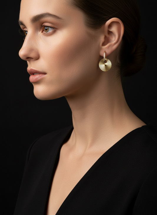 Golden Sunburst Hoops Earrings | Earrings | Jueria