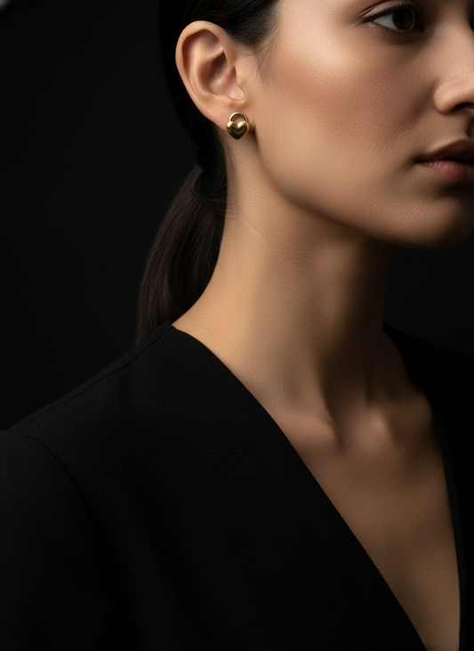 Golden Heart Lock Stud Earrings | Earrings | Jueria
