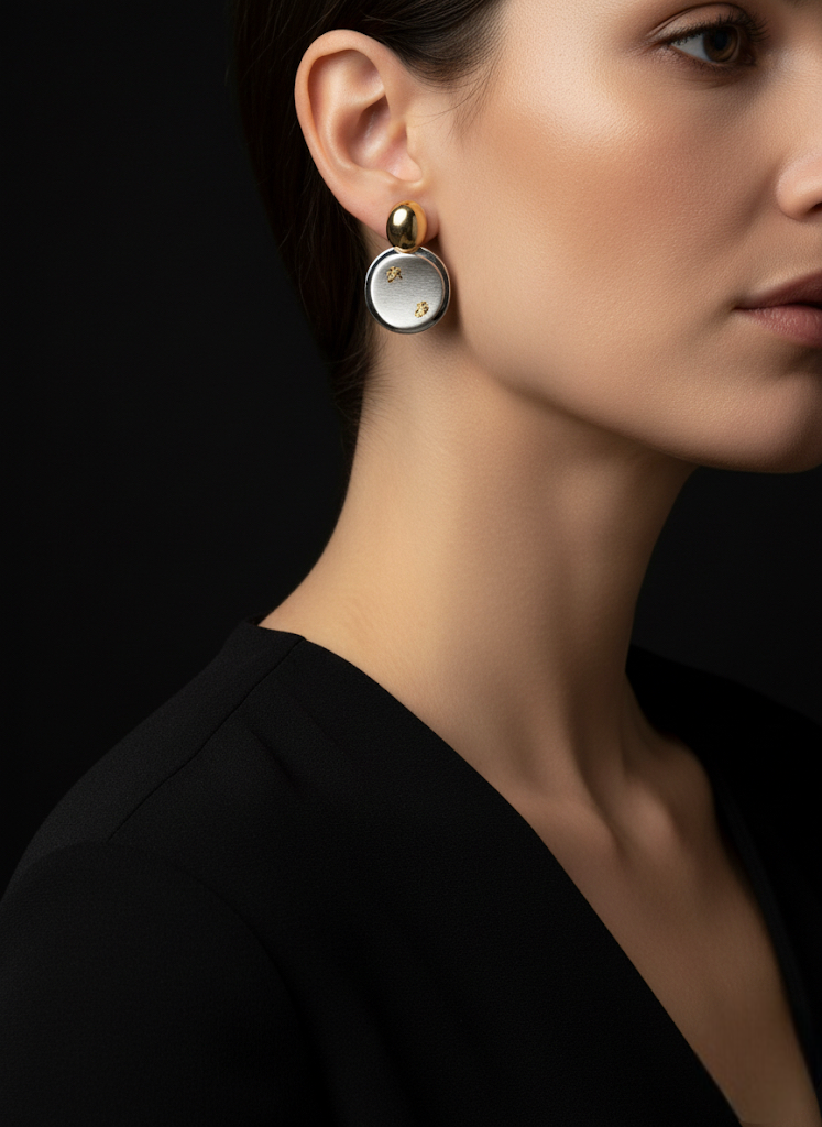 Gilded Disc Stud Earrings | Earrings | Jueria