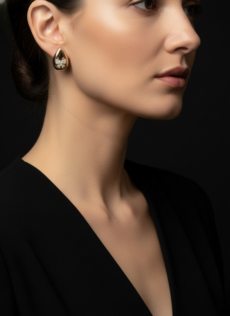 Rose Gold Butterfly Teardrop Stud Earrings | Earrings | Jueria