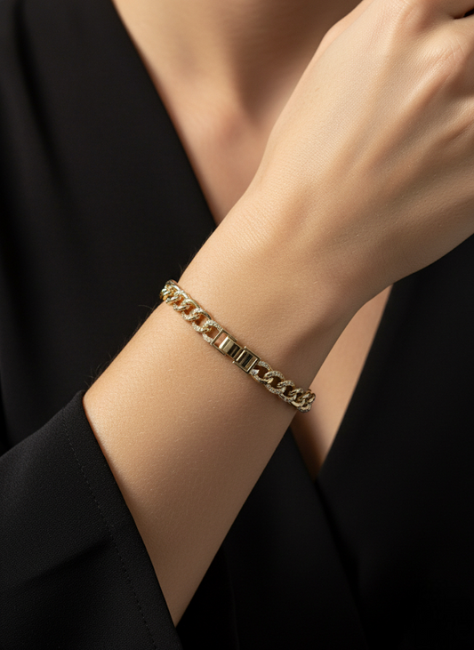 Gilded Pave Link Bracelet | Bracelets | Jueria