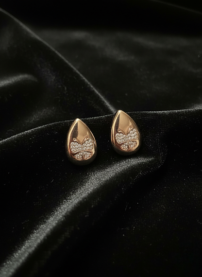 Rose Gold Butterfly Teardrop Stud Earrings | Earrings | Jueria