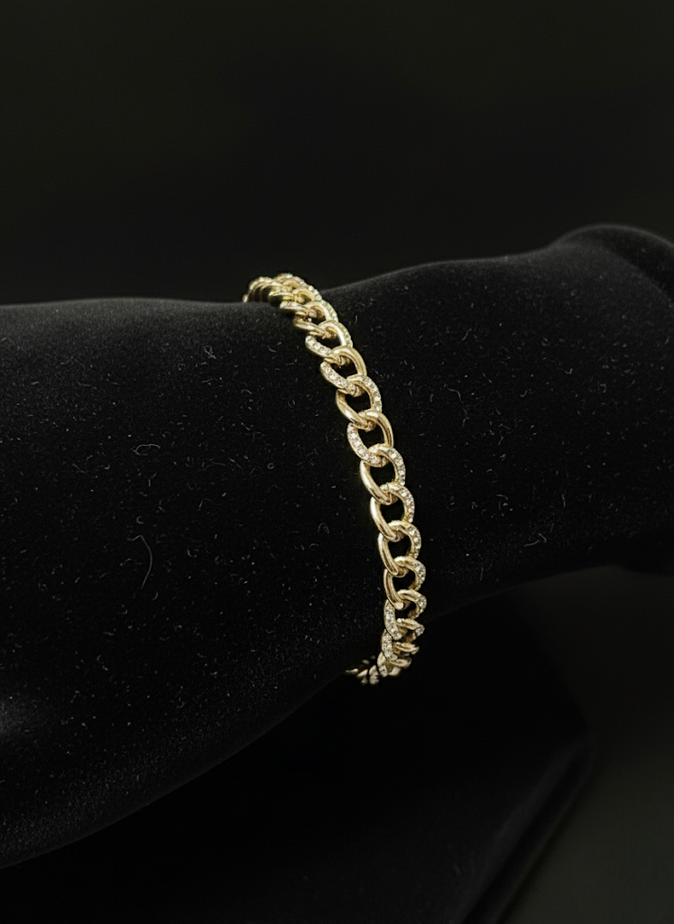 Gilded Pave Link Bracelet | Bracelets | Jueria