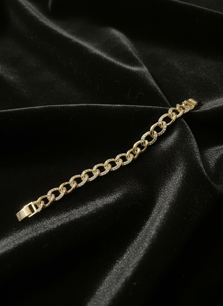 Gilded Pave Link Bracelet | Bracelets | Jueria