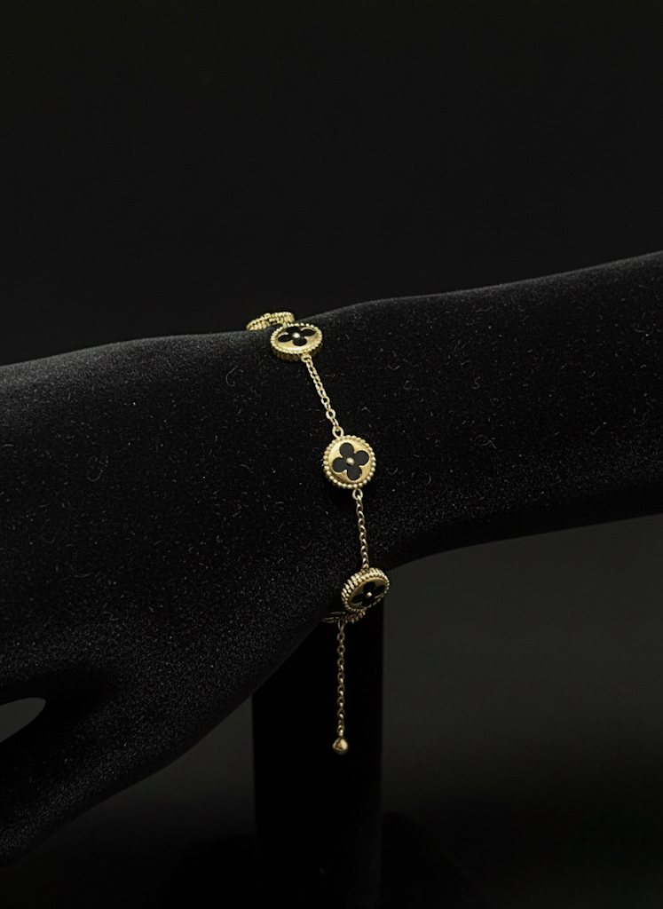 Reversible Midnight Clover Gold Chain Bracelet | Bracelets | Jueria