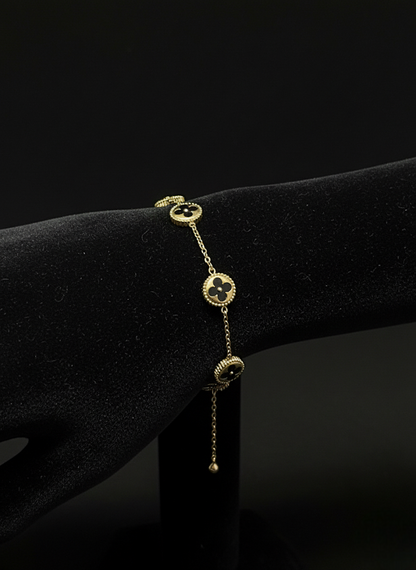 Reversible Midnight Clover Gold Chain Bracelet | Bracelets | Jueria