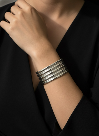 Sterling Silver Multi-Band Cuff Bracelet | Jueria