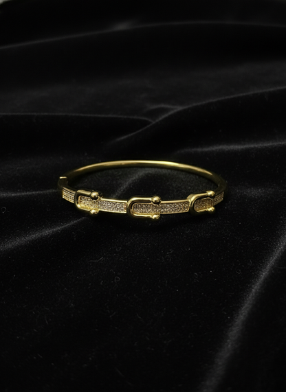 Golden Pave Buckle Bangle | Jueria