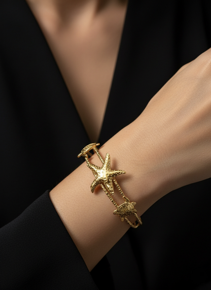 Golden Ocean Duo Cuff Bracelet | Jueria