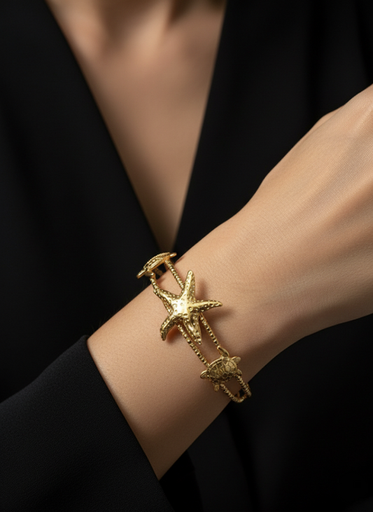 Golden Ocean Duo Cuff Bracelet | Jueria