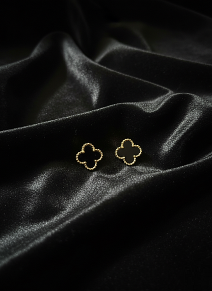 Black Clover Gold-Tone Stud Earrings | Earrings | Jueria