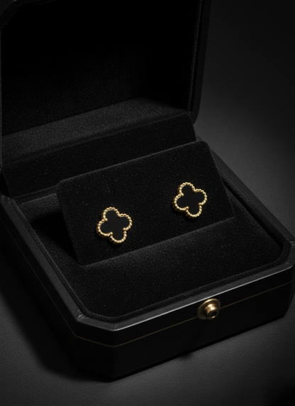 Black Clover Gold-Tone Stud Earrings | Earrings | Jueria