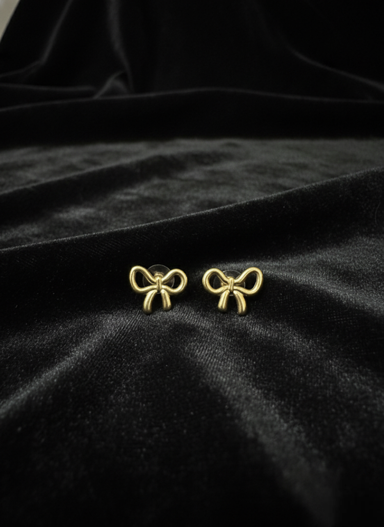 Golden Bow Stud Earrings | Earrings | Jueria