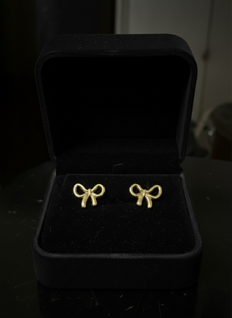 Golden Bow Stud Earrings | Earrings | Jueria
