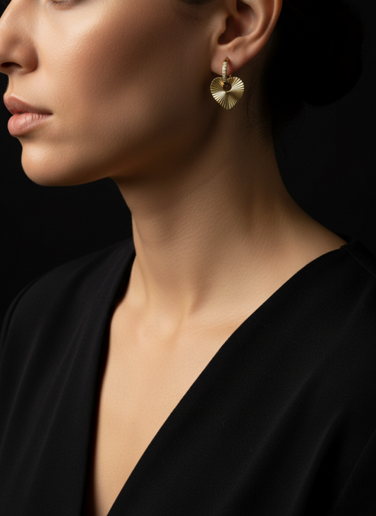 Golden Radiance Heart Hoop Earrings | Earrings | Jueria