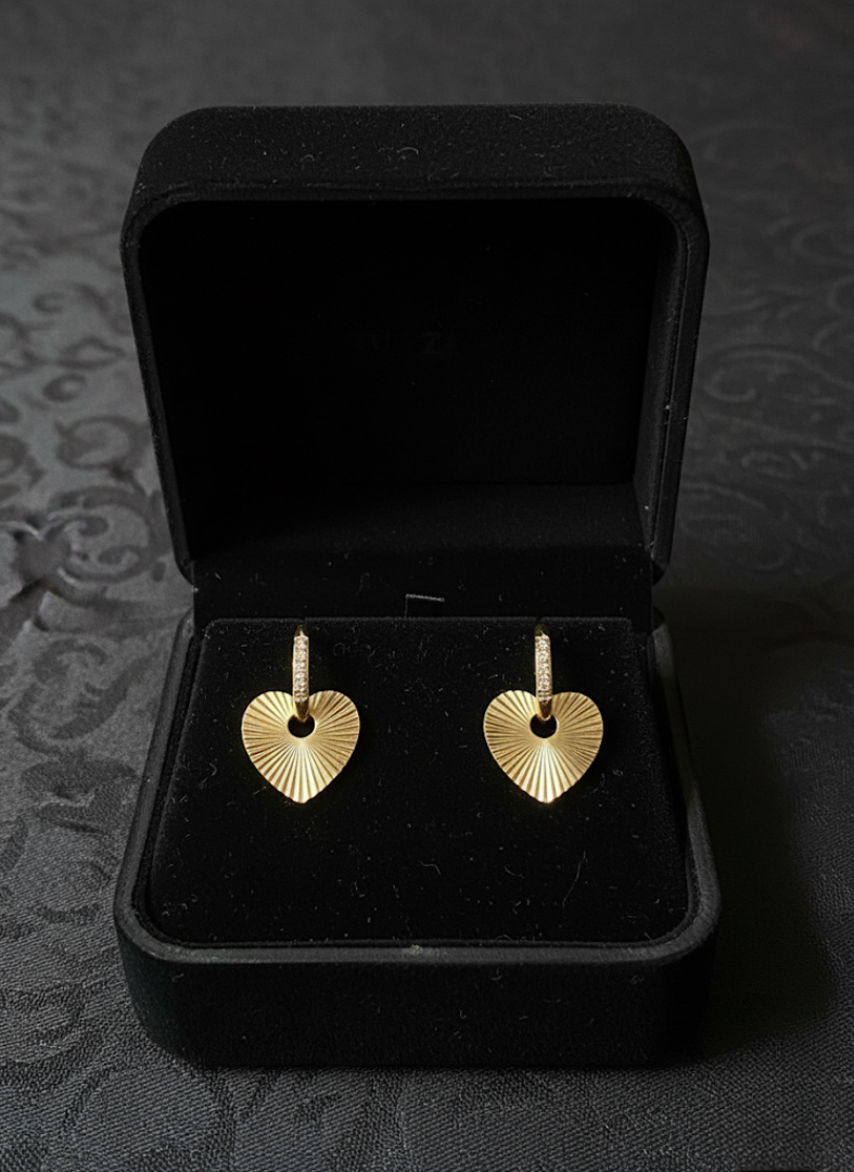 Golden Radiance Heart Hoop Earrings | Earrings | Jueria