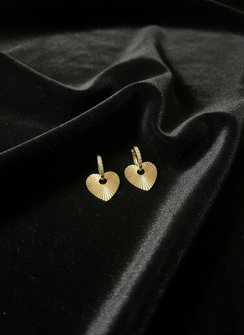 Golden Radiance Heart Hoop Earrings | Earrings | Jueria