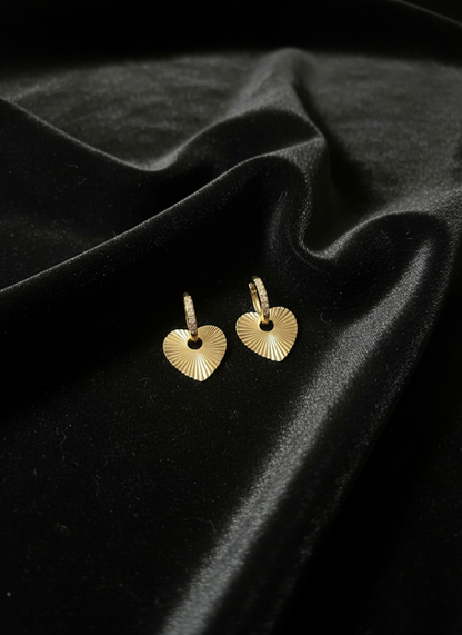 Golden Radiance Heart Hoop Earrings | Earrings | Jueria