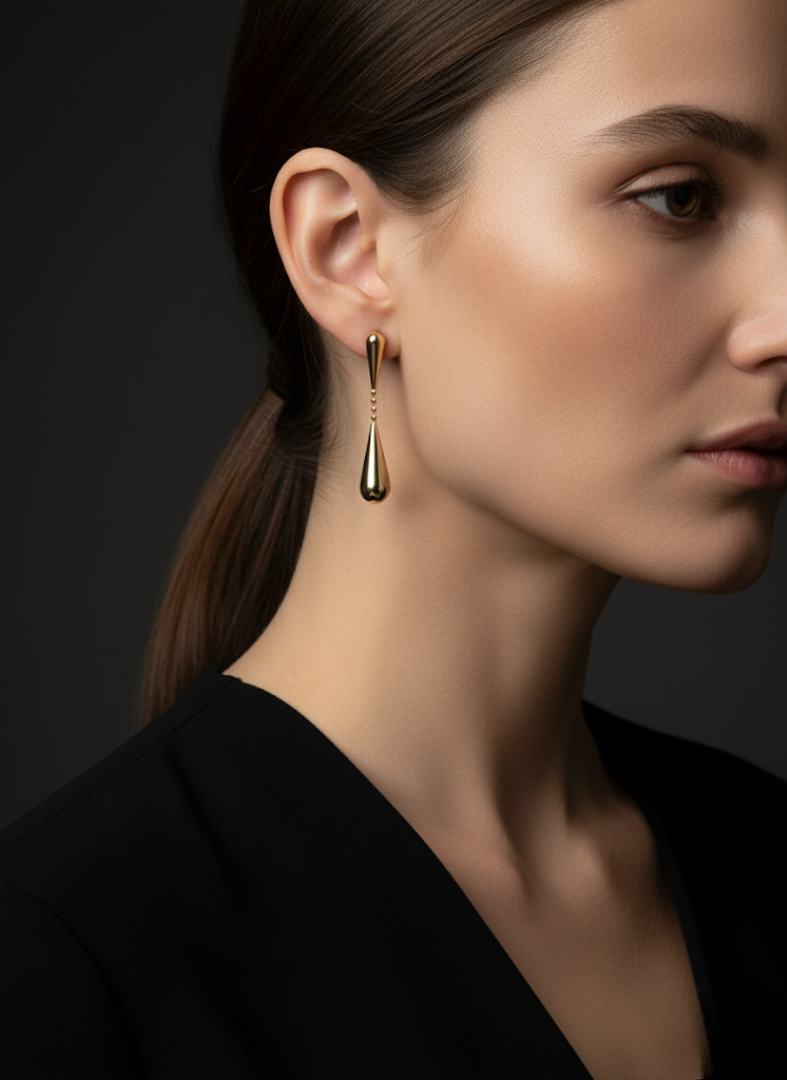 Minimalist Teardrop Gold Drop Earrings | Earrings |Jueria