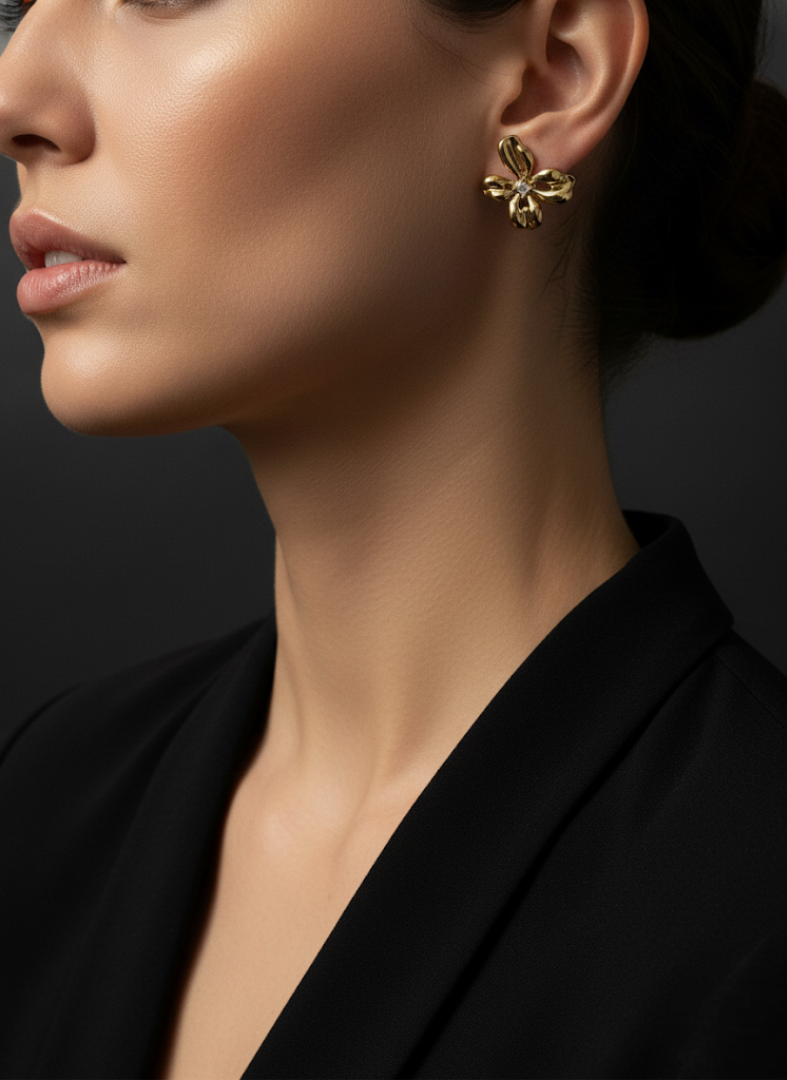 Golden Bloom Petal Earrings | Earrings | Jueria