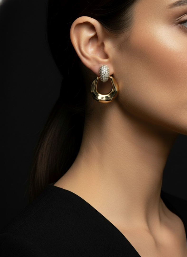 Golden Pave Hoop Earrings | Earrings | Jueria