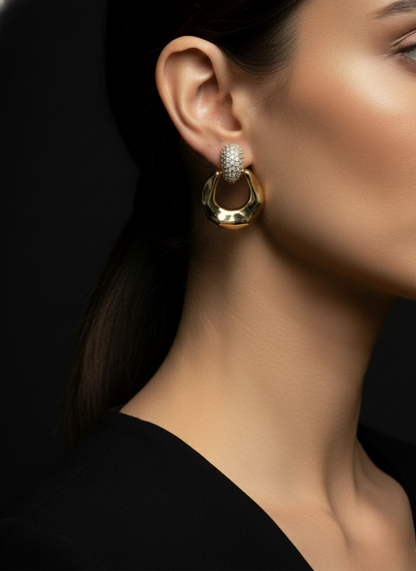 Golden Pave Hoop Earrings | Earrings | Jueria