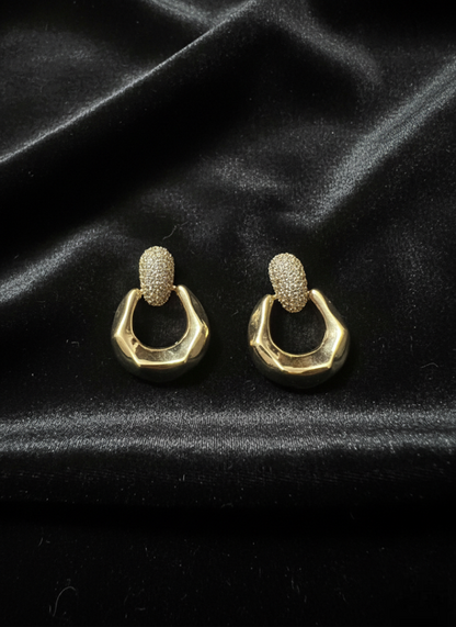 Golden Pave Hoop Earrings | Earrings | Jueria