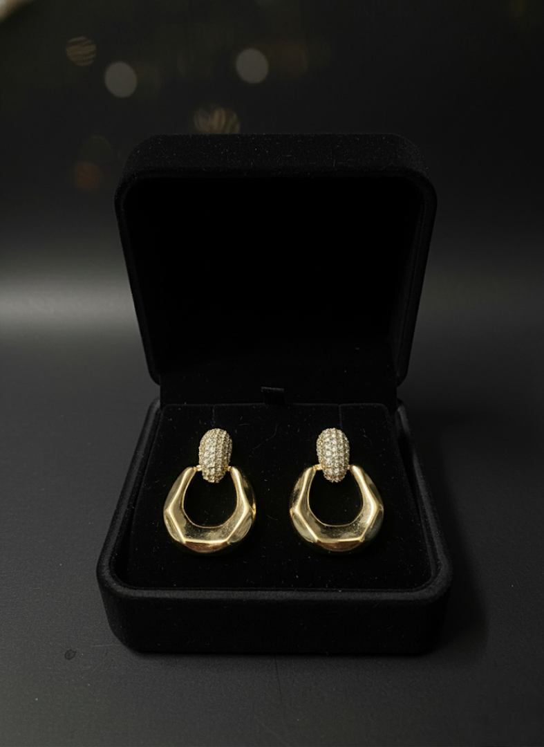 Golden Pave Hoop Earrings | Earrings | Jueria