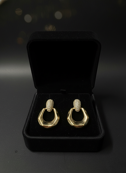 Golden Pave Hoop Earrings | Earrings | Jueria