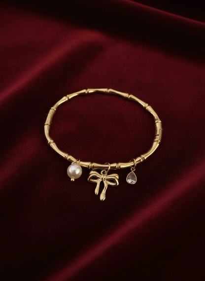 Golden Bamboo Charm Bracelet | Jueria
