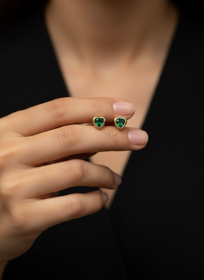 Emerald Heart Harmony | Beautiful Pendent Set | Jueria