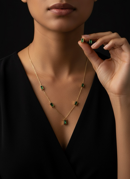 Emerald Elegance Necklace Set | Jewellery Gift Set | Necklace Under 500 | Jueria