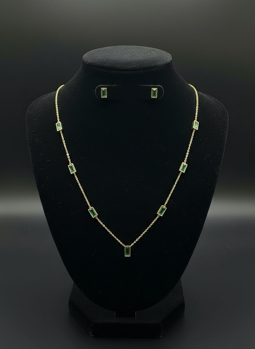 Emerald Elegance Necklace Set | Jewellery Gift Set | Necklace Under 500 | Jueria