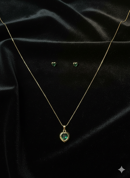 Emerald Heart Harmony | Beautiful Pendent Set | Jueria
