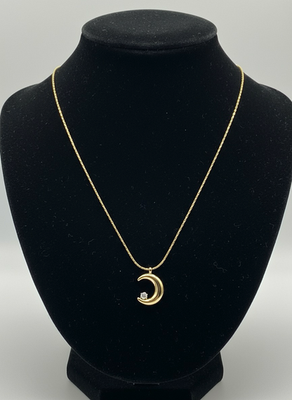 Golden Crescent Moon Pendant | Luxury To Any Outfit Perfect For Gen Z Trendsetters | Jueria