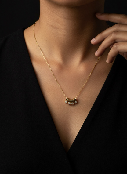 Auric Trio Charm Necklace | Stunning Geometric Charms Accented With Sparkling Stones | Jueria