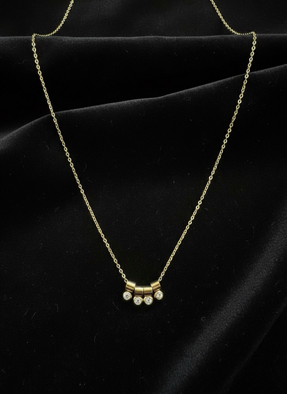 Auric Trio Charm Necklace | Stunning Geometric Charms Accented With Sparkling Stones | Jueria