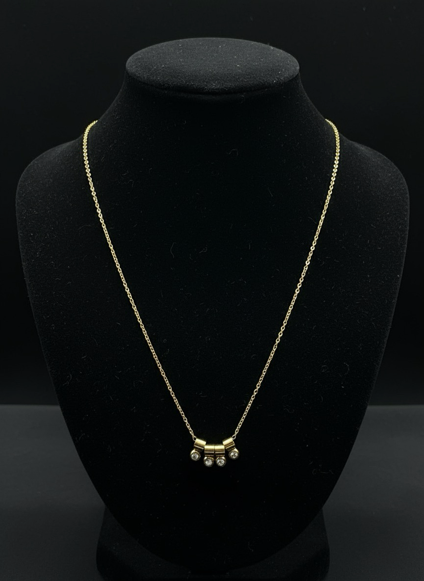 Auric Trio Charm Necklace | Stunning Geometric Charms Accented With Sparkling Stones | Jueria