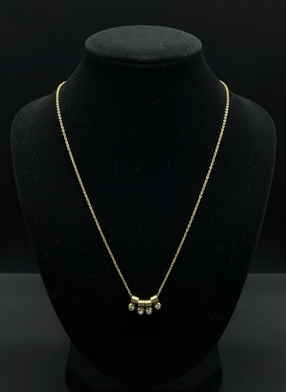 Auric Trio Charm Necklace | Stunning Geometric Charms Accented With Sparkling Stones | Jueria